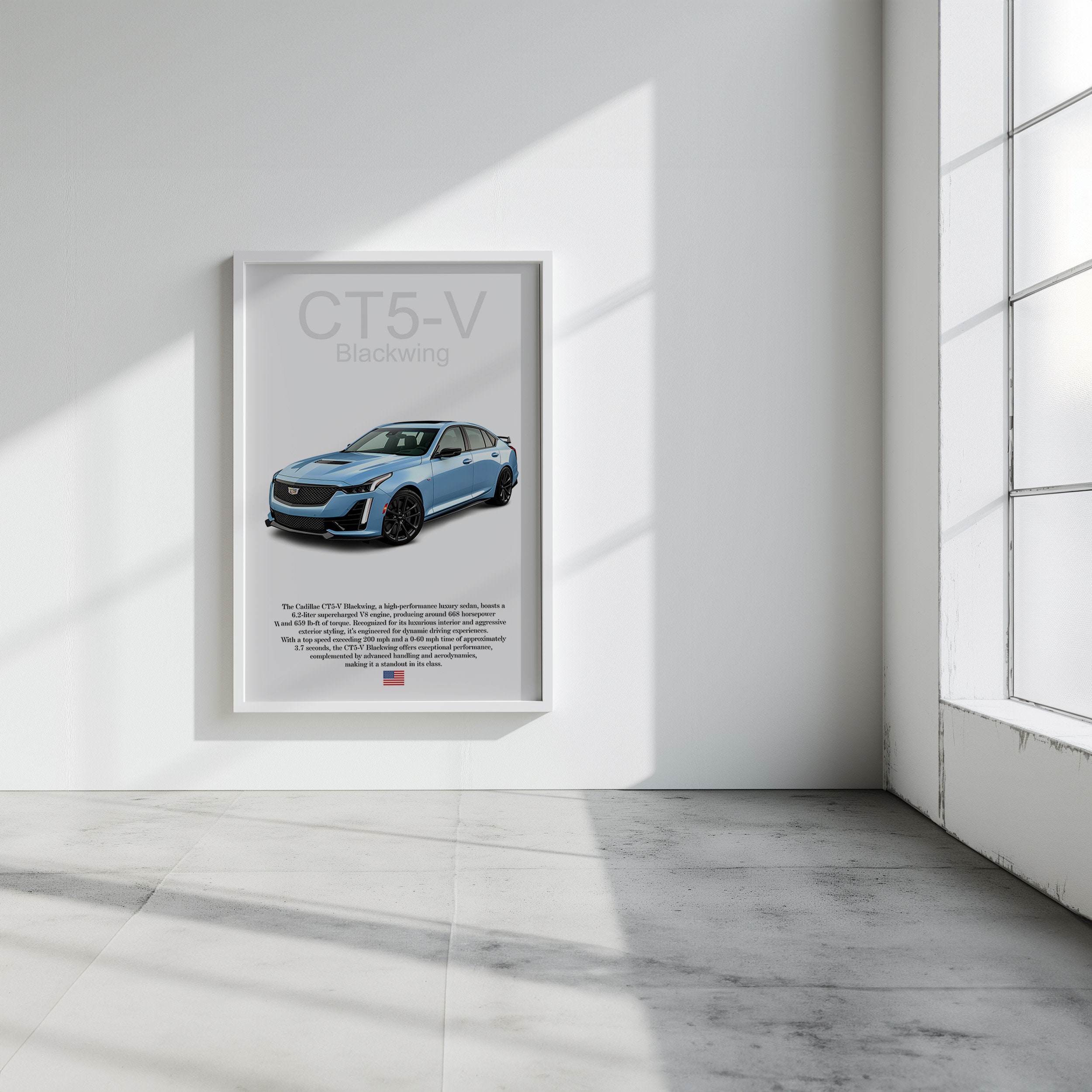 Cadillac Ct5v Blackwing Poster Print Luxury American Muscle Car Wall
