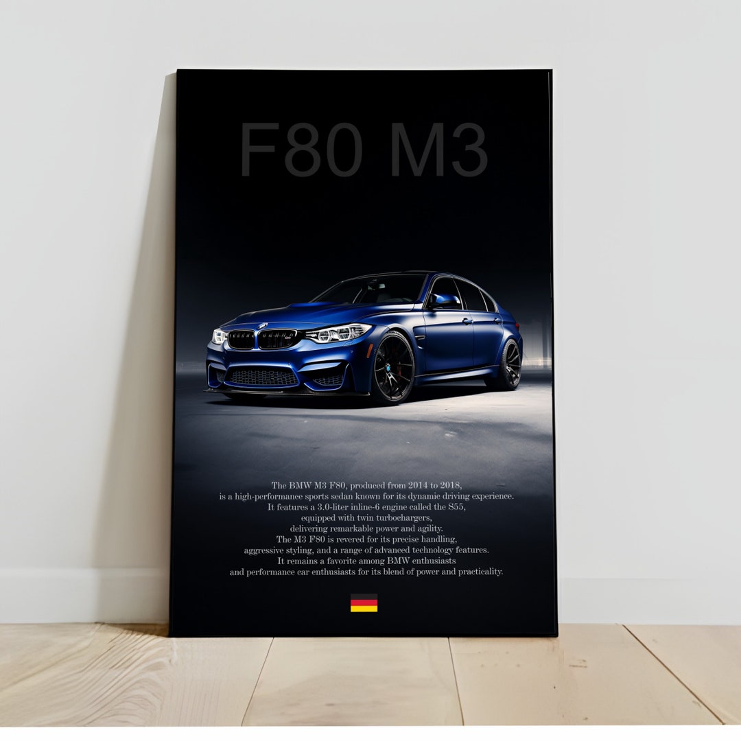 Poster BMW F80 M3 Print Wall Art for BMW Garage or BMW M Motorsport ...