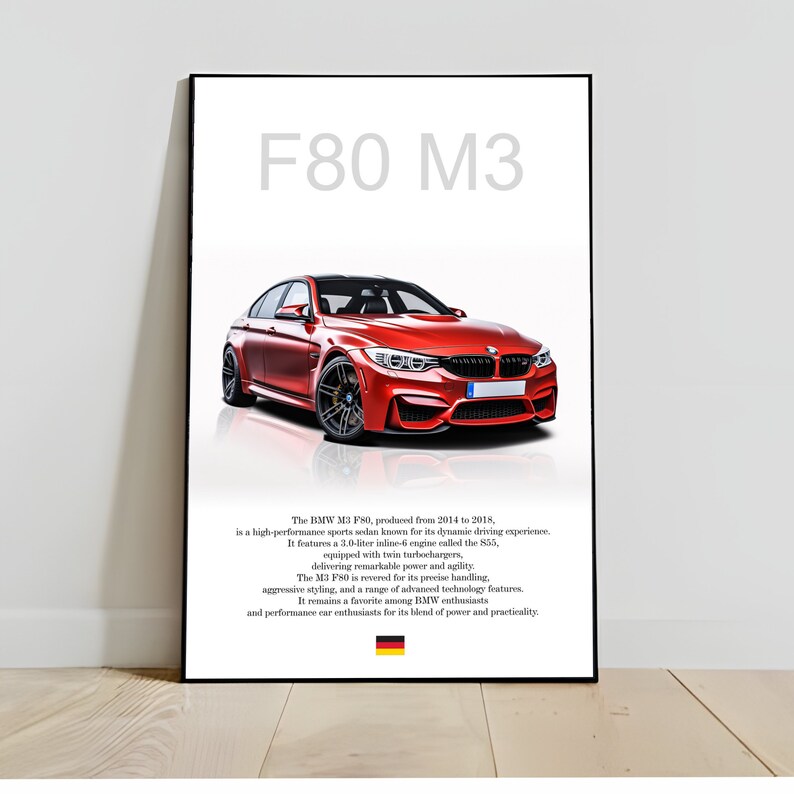 Poster BMW F80 M3 Print Wall Art for BMW Garage or BMW M Motorsport ...