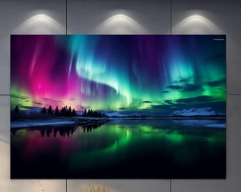 Northern Lights Wall Art, Aurora Tempered Glass Printing Wall Art, Aurora Wall Art, Aurora Borealis Wall Hangings, Large Glass Wall Arts