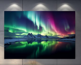 Northern Lights Wall Art, Aurora Tempered Glass Printing Wall Art, Aurora Wall Art, Aurora Borealis Wall Hangings, Large Glass Wall Arts