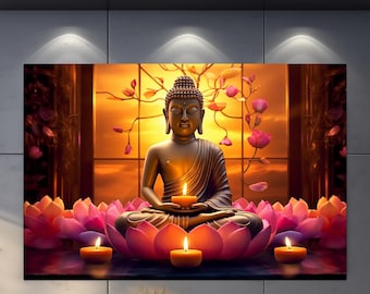 Buddha Wall Art, Tempered Glass Print Wall Art, Buddha Wall Decor,Buddha Glass  Wall Painting ,Large Wall Art,Indian Wall Art,Hindu Wall Art