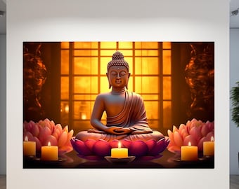 Buddha Wall Art, Tempered Glass Print Wall Art, Buddha Wall Decor,Buddha Glass  Wall Painting ,Large Wall Art,Indian Wall Art,Hindu Wall Art