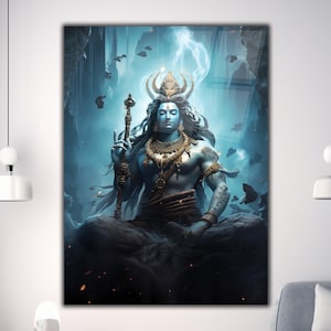 Shiva God Tempered Glass Wall Decor, Hindu God Tempered Glass Wall Art, Glass Printing, Glass Large Wall Art,Wall Hangings,Hindu Wall Arts