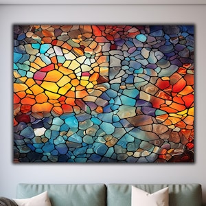Stained Mosaic Tempered Glass Design Wall Art, Extra Large Wall Art,Stepmom Gift, Wall Art Prints,Office&Home Decor, Wall Decor Hangings Art