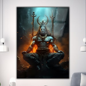 Shiva God Tempered Glass Wall Decor, Hindu God Tempered Glass Wall Art, Glass Printing, Glass Large Wall Art,Wall Hangings,Hindu Wall Arts