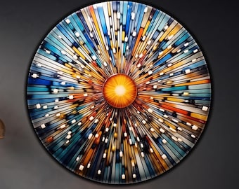 Round Tempered Glass Wall Art-Stained Glass Circle Decor-Abstract Glass Wall Hanging-Modern Circular Glass Art-Glass Panel Roun Glass Decor