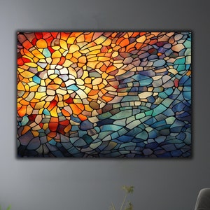 Stained Mosaic Tempered Glass Design Wall Art, Stepmom Gift, Wall Art Prints, Office&Home Decor, Wall Decor, Wall Hangings, Large Wall Art