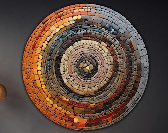 Zen Spa Mosaic Tempered Glass Round Wall Decor Art,Zen Spa Stones Mosaic Glass Home Wall Decor, Glass Print Outdoor Weatherproof Wall Decor