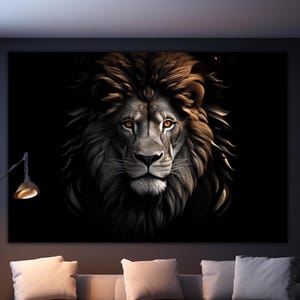 Lion Tempered Glass Wall Art, Lion Wall Decor, Animal Wall Art, Extra Large Wall Art, Wall Hangings, Housewarming Gifts, Glass Wall Decors