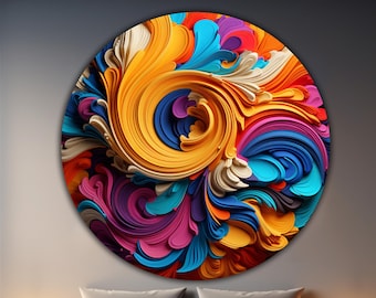 Tempered Glass Wall Art Colorful Abstract Wall Art Round Wall Decor Large Wall Art Housewarming Gift Home Decor Wall Decor for Living Room
