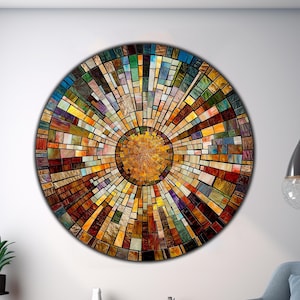 Tempered Glass Wall Art-Stained Round Wall Art Gift-Circle Wall Art-Tempered Glass Art-Glass Wall Decor-Abstract Glass Art-Round Wall Decor
