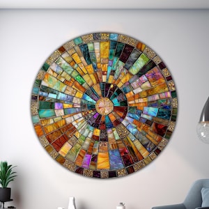 Tempered Glass Wall Art-Stained Round Wall Art Gift-Circle Wall Art-Tempered Glass Art-Glass Wall Decor-Abstract Glass Art-Round Wall Decor