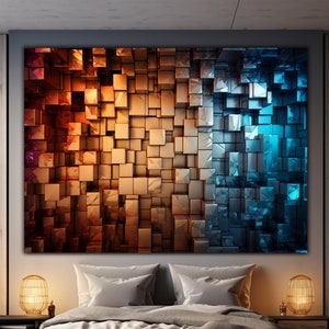 3d Tempered Glass Wall Art-Glass printed Oversized office Wall Decor-Abstract Wall Art-Fractal Art-Colorful Wall Art-Valentines Gift Art