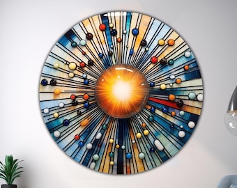 Round Tempered Glass Wall Art-Stained Glass Circle Decor-Abstract Glass Wall Hanging-Modern Circular Glass Art-Glass Panel Roun Glass Decor