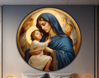 Virgn Mary Tempered Glass Art-Christ Tempered Glass Printing Wall Art-Glass Wall Decor-Jesus Wall Art-Virgin Mary Wall Art Cross Christ Art