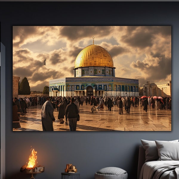 Masjid al-Aqsa Tempered Glass Wall Art, Glass Wall Art, Islamic Home Decor, Home Office Living Room Decoration,Islamic Wall Art,Islamic Gift