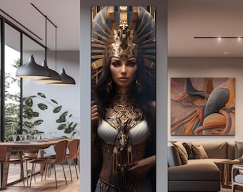 Egyptian Queen Wall Art, Panaromic Tempered Glass Wall Art,Egyptian Goddess Isis Wall Art,  Glass Printing, Ancient Egypt, Egyptian God Isis