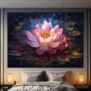 Zen Lotus Flower, Mosaic Art Print, Lotus Flower Print, Tempered Glass Wall Art, Meditation Mom Gift, Tranquil Artwork, Peaceful Art