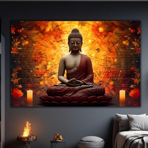 Buddha Tempered Glass Wall Decor Art, Buddha Wall Painting Glass Printing, Buddha Wall Art, Buddha Wall Decor,Indian Wall Art,Hindu Wall Art