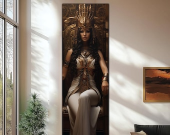Egyptian Queen Wall Art, Panaromic Tempered Glass Wall Art,Egyptian Goddess Isis Wall Art,  Glass Printing, Ancient Egypt, Egyptian God Isis