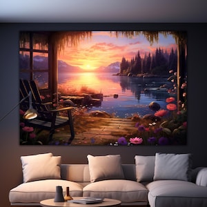 Sunset View Tempered Glass Wall Decor-Glass Home Decor-Glass Printing-Tempered Glass Art-Tempered Glass Wall Art-Nature Landscape Wall Art