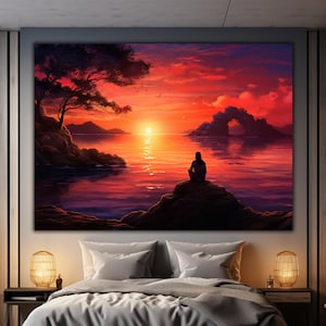 Sunset View Tempered Glass Wall Decor-Glass Home Decor-Glass Printing-Tempered Glass Art-Tempered Glass Wall Art-Nature Landscape Wall Art