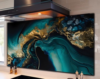 Marble Glass Stove Backsplash Panel, Kitchen Backsplash Tile,Chopping Board, Backsplash Mural, Noodle Board, Kitchen Decor, Stove Back Cover