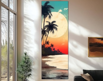 Tropical Beach Tempered Glass Wall Art-Panoramic Wall Art-Glass Printing-Extra Large Wall Art-Mega Size Panoramic Print-Sunny Beach Wall Art