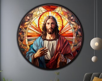 Jesus Tempered Glass Wall Art, Christ Wall Art, Jesus of Nazareth, Stained Glass Art, Glass Printing Wall Art Decor, Religious Wall Art Gift