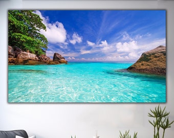 Tempered Glass Wall Art--Glass Printing-Large Wall Art-Wall Hangings-Sea Shells Wall Art-Tropical Beach Wall Art-Sea Wall Decor