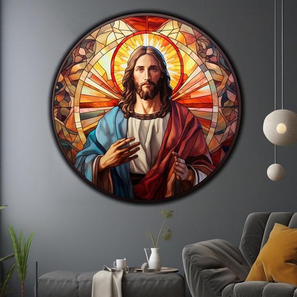 Jesus Tempered Glass Wall Art, Christ Wall Art, Jesus of Nazareth, Stained Glass Art, Glass Printing Wall Art Decor, Religious Wall Art Gift