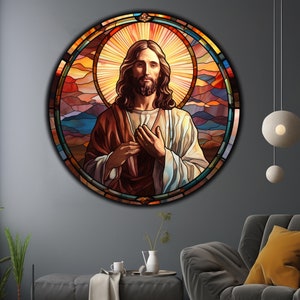 Jesus Tempered Glass Wall Art, Christ Wall Art, Jesus of Nazareth, Stained Glass Art, Glass Printing Wall Art Decor, Religious Wall Art Gift image 1