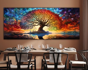 Tree of Life Stained Glass, Tempered Glass Wall Art, Glass Large Wall Art,Tree of Life Art, Modern Stained Glass, Panoramic Wall Decor,Gift