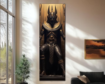 Anubis Ancient Wall Art-Egyptian Panaromic Tempered Glass Wall Art-Egyptian Pharaoh Art-Ancient Egypt Printing-Anubis Egyptian God of Death