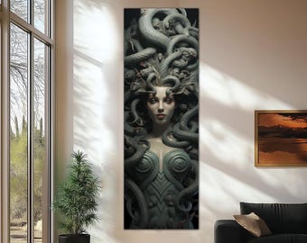 Medusa Panaromic Tempered Glass Wall Art, Abstract Wall Decor, Medusa Large Glass Printing Wall Art, Medusa Wall Art, Panoramic Wall Arts