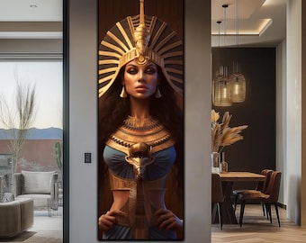 Cleopatra Egypt Panaromic Wall Art-Ancient Tempered Glass Print Wall Art-Egyptian Wall Art-Isis Wall Art-Isis Goddess-Egyptian God Isis Art