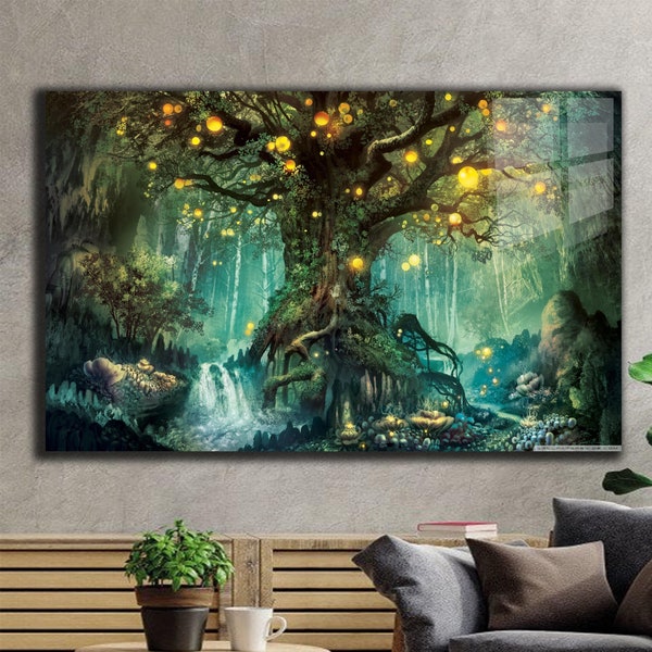 Tempered Glass Wall Art-Wall Decor-Home Decor-Glass Printing- Extra Large Wall Art-Wall Hangings-Forest Wall Art-Tree Nature Wall Art