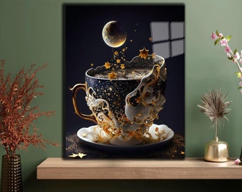 Tempered Glass Wall Art-Home Decor Kitchen Wall Decor-Glass Printing-Kitchen Wall Art Cafe Wall Hangings-Coffee Wall Art Gifts for Her,