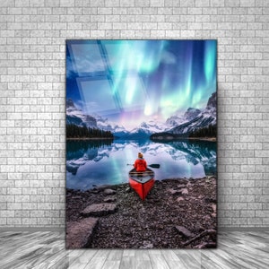 Nordlichter Gehärtetes Glas Wand Kunst-Natur Wand Kunst-Wand Dekor-Mega Panorama Glas Printİng -Extra Große Wand Kunst-Wandbehänge Geschenk