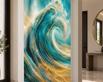 Ocean Wave Tempered Glass Print Wall Art, Tempered Glass Sea Decor, Coastal Home Gift