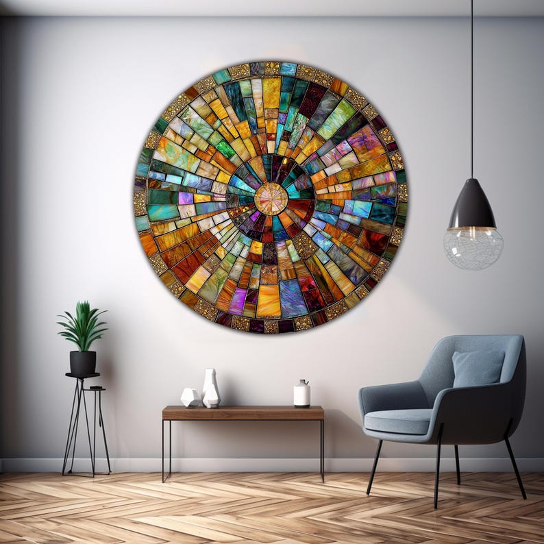 Photo inspiration: Visual Reference: Tempered Glass Wall Art Stained Round Wall Art Gift Circle