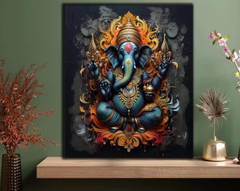 Tempered Glass Wall Art | Ganesh Wall Art | Panoramic Wall Decor | Abstract Wall Decor | Housewarming Gifts | Home Decor | Gifts For Her