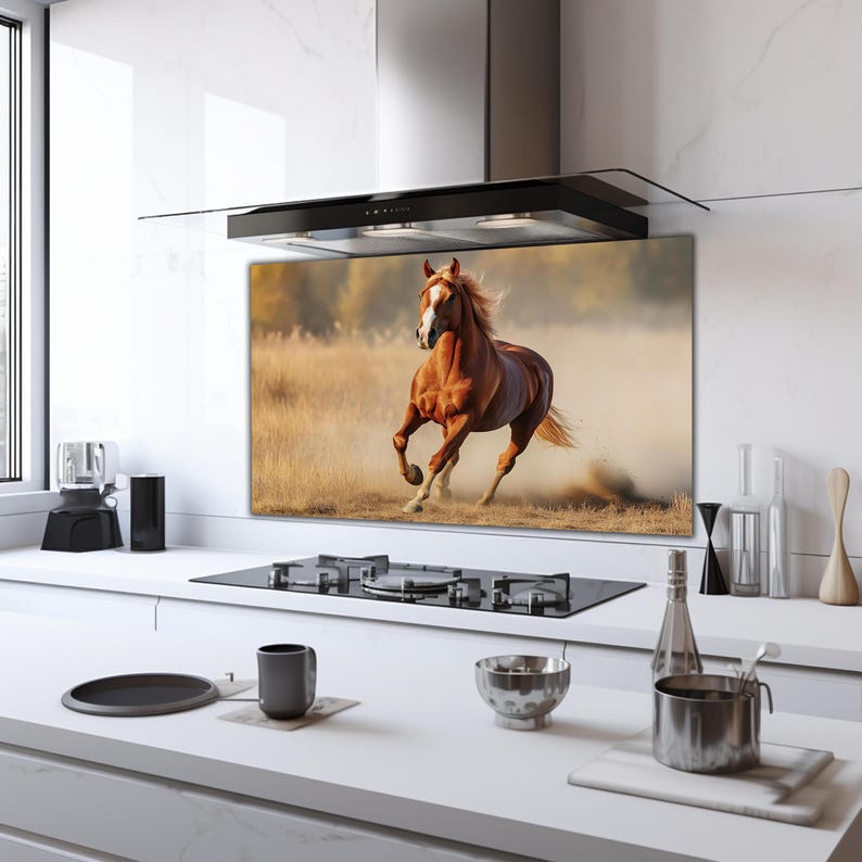 Horse Tempered Glass Backsplash Tiles-animal Backsplash for Kitchen ...