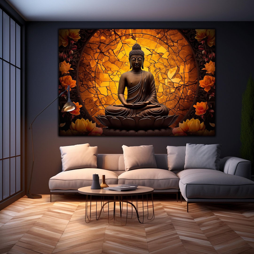 Buddha Tempered Glass Wall Decor Art, Buddha Wall Painting Glass ...