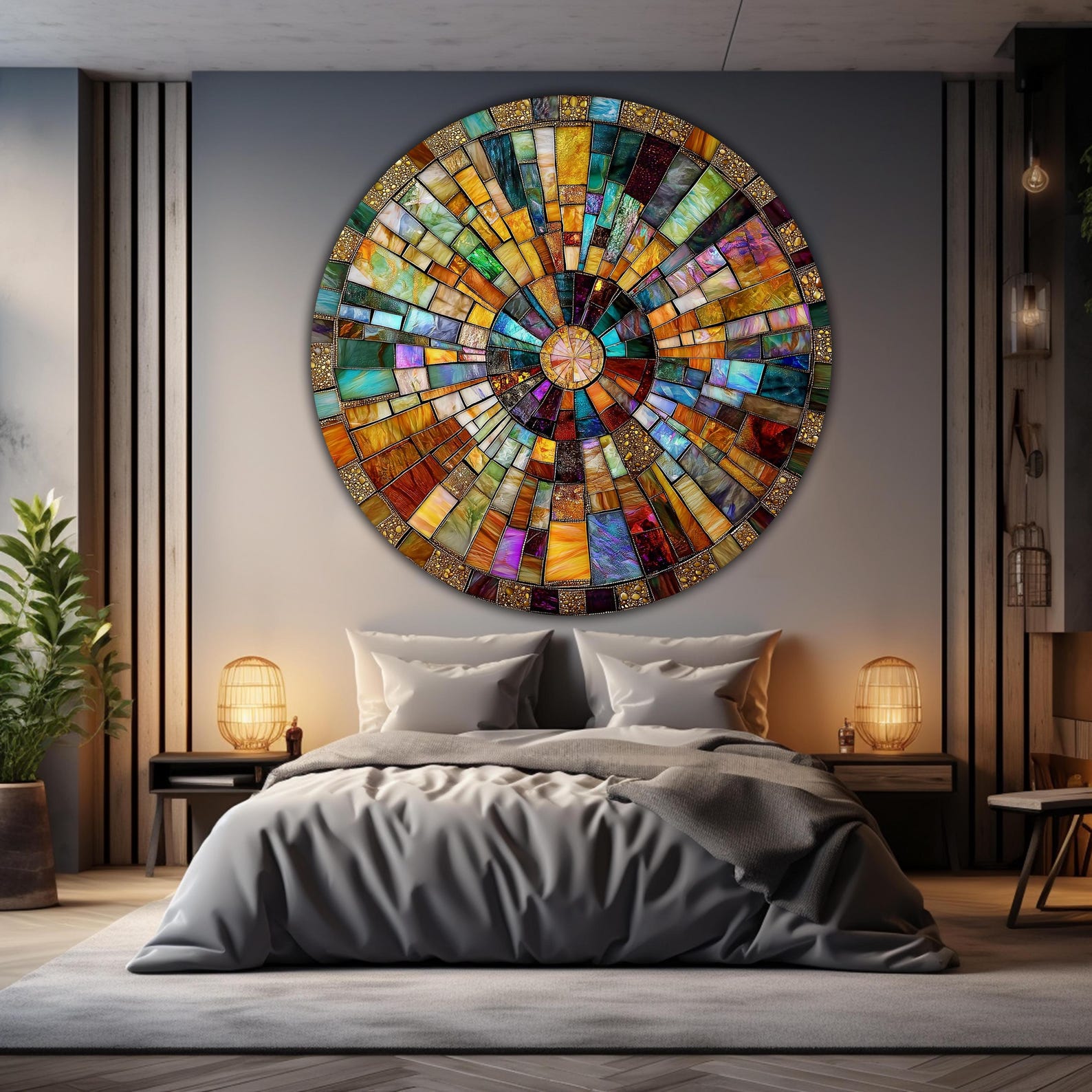 Curated visual reference: Decorative Glass Wall Art Reference: Tempered Glass Wall Art Stained Round Wall Art Gift Circle