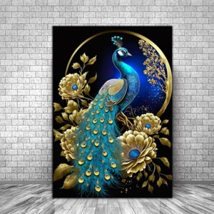 Peacock Tempered Glass Wall Art, Peacock Abstract Wall Art for Living Room Home Decor Gifts for Her Housewarming Gifts Animal Wall Hangings