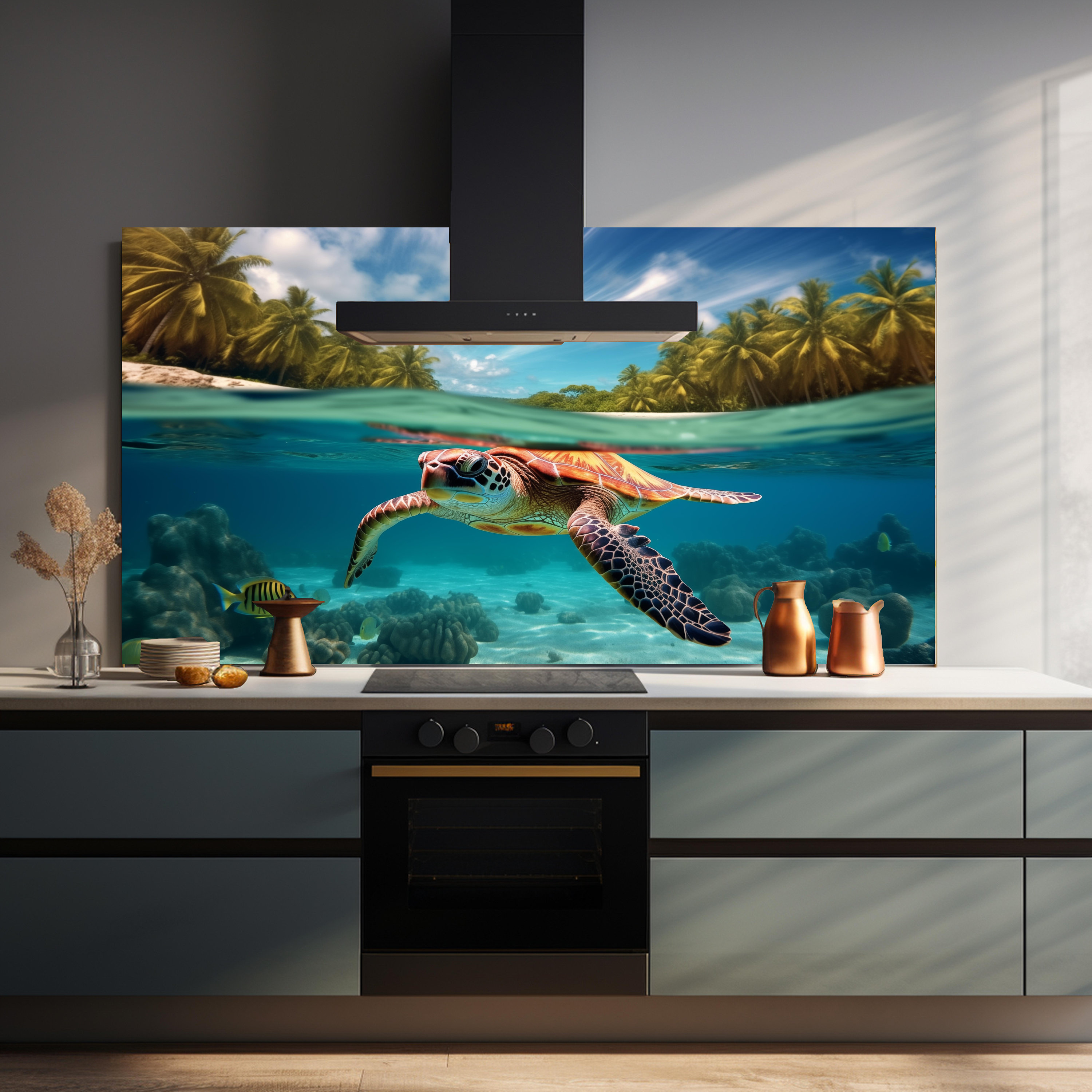 Tempered Glass Backsplash-sea Turtle Backsplash Tiles-animal Backsplash ...