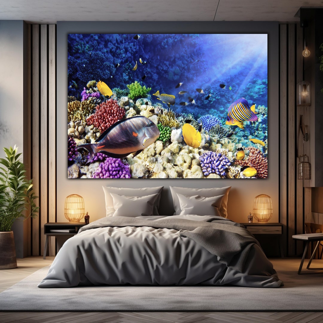 Sea Creatures Wall Art , Fish Wall Art , Sea Wall Decor , Tempered