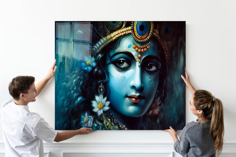 Tempered Glass Wall Art Hindu God Krishna Wall Art Large Etsy Canada